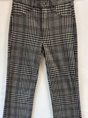 America Eagle Crop Knit Pull-On Kick Pants Black-Grey Plaid 8 Regular